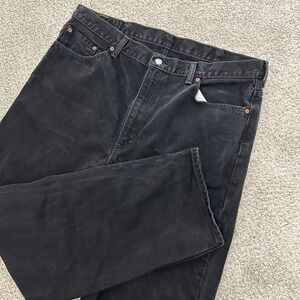 Levis 550 Relaxed Fit Jeans 42x32 (Fits 40X32) Black Denim Tapered Leg